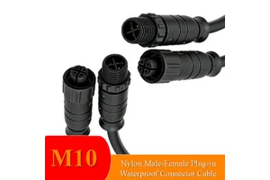 M10 Pin IP68 Round Terminal Nylon Waterproof Copper Gold Plating DC RF Connector For Solar Panel Array Power Systems