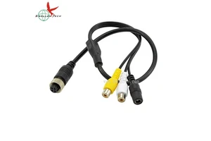 3ft 4pin Aviation to 2RCA AV Cable Rear View Camera Connector Adapter