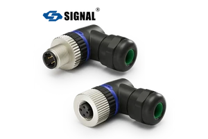 SIGNAL M12 D-Coding Connector-Angled Male & Female 4 Pins Screw Termination IP68 Waterproof Industrial Automation Use