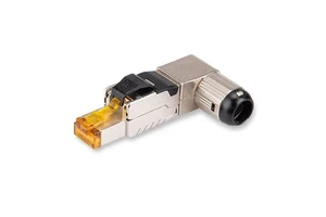 Linkwylan 10G Cat6A 90-Degree Angled Toolless Termination Plug RJ45 Shielded Field Connector Tool-Free Ethernet Connectors