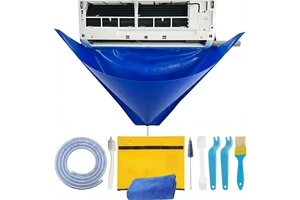 YOD HVAC Home AC Cleaning Kit for 1-1.5HP Split Units Air Conditioning Fitting Waterproof Washing Bag Drain Outlet 3-Year