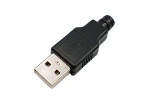 USB 2.0 Type a 4-Pin Male Connector with PBT Plastic Casing Three-Piece Male Head for Data Cable 1.5A 30V DC