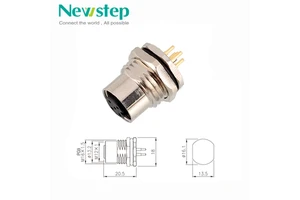 M12 4-Pin Female Panel Mount Connector A Coded IP67 Waterproof Brass Housing Gold Plated Solder Contacts For Industrial Sensors
