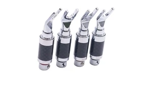 QINCROWN CF-201(R) Copper Rhodium Plated Carbon Fiber Y Spade Banana Plug Male Audio Speaker Connectors