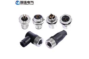 M12 Front/Back Panel Mounting IP67 Waterproof Silver Male/Female Pin Solder PCB Connector ZLconnector ZLM12Z2 Nickel Plated