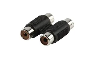 conector de audio/vdeo rca 2x2, color negro, ideal para transmitir seales de audio y video en dispositivos multimedia.