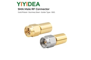 SMA-Type Male RF Coaxial Connector Gold Plated Stainless Steel Solder Connector for High Frequency Cable Applications