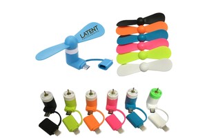 Mini USB Type C Lightning Fan 2 in 1 Cell Phone Fan With Logo Personalized Branded Gifts 3 in 1 Mobile Phone Fan for iPhone