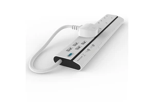 UK Standard XStrip Black & White 4 Socket Gang Surge Protected Power Strip with Smart IC USB Charging Ports