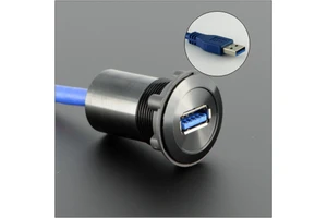 LYAN USB3.0 Type-A Female to Male 60cm Wire Panel Mount Connector Factory Direct Waterproof Black Shell Metal USB-12-BK