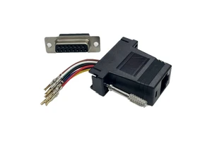 RJ45 to D-Sub 15 Pin Connector RS232 to RJ45 Computer Head DB15 Female Male to RJ45 to VGA Connector