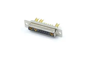 High-Power D-SUB 13W3 Female Connector Cup Straight Gold Pin Type 10A Rated Current Solder 13W3 Cable Connector