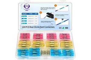 Solder Seal Wire Connectors Crimp Insulated Electrical Butt Terminals Waterproof Heat Shrink Butt Connectors