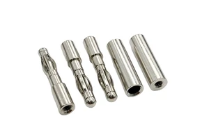 Custom High Quality 4mm 5mm Nickel Plated Banana Plug Pin Connector Replacement With White Collar