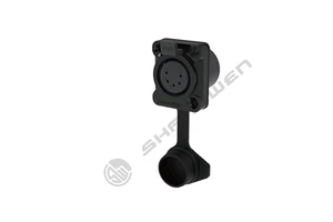 Outdoor Audio Waterproof 5-Pin XLR Female Jack Socket Connector Panel Mount with Sealed Rubber Jacket for Power Applications