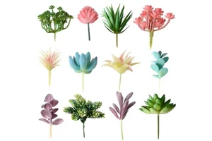 Fanjingfloral Simulated Succulent Bonsai Flocking Mini Artificial Green Plant Wall DIY Home Decoration Ornament