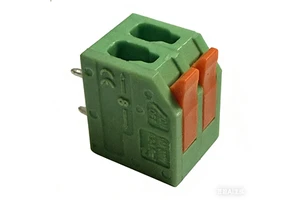CE Secure Wiring 2-Pole 3.5mm Pitch PCB Mount Screwless Terminal Block with Cam Lever PA66 300V 10A 10-105 Operating Temp