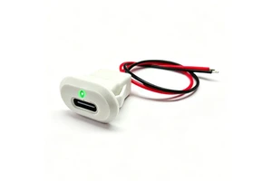 In Stock White Panel Mount USB C Female Connector Cable with LED Indicator USB-C to 2 Pin Open Wires Power Cable Charger Port
