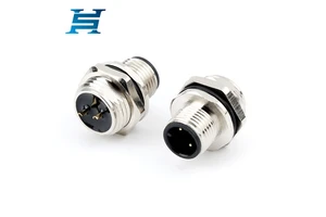 Industrial Grade M12 Metal Shell Aviation Connector 2/3/4/5/6/8/12 Pin - Waterproof Male Female Front Back Mount Socket