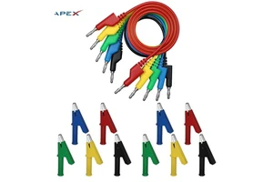 Apex APX-88 Universal Copper Multimeter Test Hook Crocodile Clip Lead 4mm Banana Plug Connector Cable Ultra-soft Silicone Wire