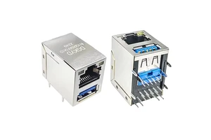 High-Speed Cat6 Cat6a Ethernet Connectors LED Gigabit RJ45 + USB3.0 Side Entry Socket Combination High Performance Connectors