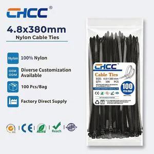 Factory WholesalePremium CE Verified Large Size 4.8*380mm Heavy Duty Nylon Cable Zip Ties for Outdoor Engineering Wire Fastening