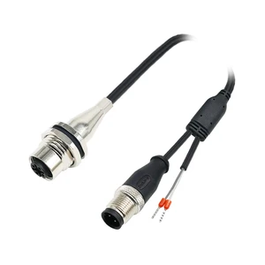 M12 5-Pin a Code Copper Conductor PVC Insulation Female to Male Front Mount IP67 Automotive Connector Cable