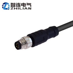 M8 Right Angle Overmolded Plug Male Female 3 4 5 6 8pin D B IP67 Waterproof Circular Connector Unshielded PVC PUR Cable