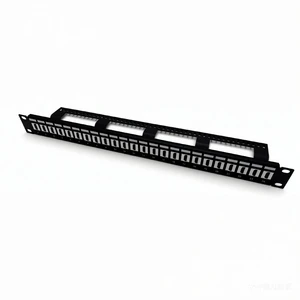 1U 19inch 24-Port UTP Empty Patch Panel with 24 Pieces Keystone Jacks for Data Center