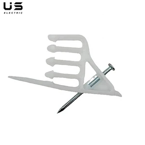 Easy Installation White R Cable Clips Nail-On Plastic Cable Clamp Adjustable Snapping Positive Lock Holds 4 Cables Electrical