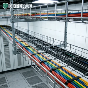 High Bearing Galvanized Wire Mesh Cable Tray Low Carbon Steel Anti Rust Lightweight For Shopping Mall Low Voltage Cable Trunking