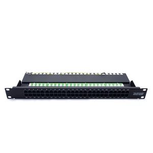 50-Port Telephone Patch Panel Rack Mounted 19 Inch with Back Tray Management Arm Voice Cat 3 for Structure Cabling Telecom