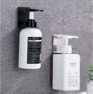 Self Adhesive Wall Mount Stainless Steel Liquid Soap & Shampoo Dispenser Holder with Storage Organizer for Bathroom Kitchen Home
