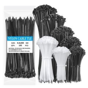 Self-Locking Nylon 66 Cable Ties 5 X 300mm 4.8mm Wide Strong Tensile High Durability Anti-Aging Corrosion-Resistant Stable