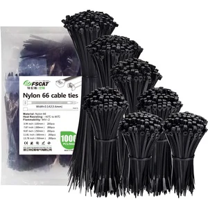 FSCAT Industrial Grade UL Listed Heavy Duty Nylon 66 Invista Cable Ties 3.5x250mm 10Inch Black Self-Locking Zip Ties Outdoor Use