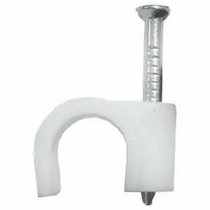 Cable clips - 8mm white hose cable, 100 units, ideal for fixing and securing cables in electrical installations.