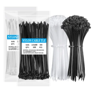 100pcs Pack 2.5*80 Nylon Self-Locking Cable Ties, Black Plastic Zip Tie Strips for Solar Panel/PV Module Edge Mounting
