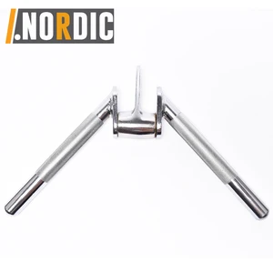 Barbell Deluxe Revolving Bar, Multi-Exerciser Cable Attachment Bar, Solid Steel Triceps Press Down Bar with Rubber End Cap Ball