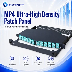 1U 19 Inch Ultra High Density Datacenter Fiber Patch Panel 144 Port Angled MPT with OM3 LC Fiber Optic Equipment