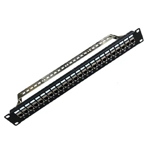 19 Inch Network 1U 24 Port Cat6 Shielded STP Fiber Optic Patch Panel RoHS Compliant SPCC Steel for Data Center