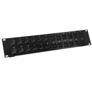 Patch Panel 24 Port with Modules 2U 24 Way 3Pin Male Female XLR Wall Patch Panel for Audio Video Av Audio Video Splitter
