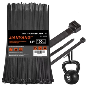 14 Inch High Tensile Strength Nylon Cable Wire Ties Black 70lbs Plastic Zip Ties Double Sided Toothed Cable Ties 350