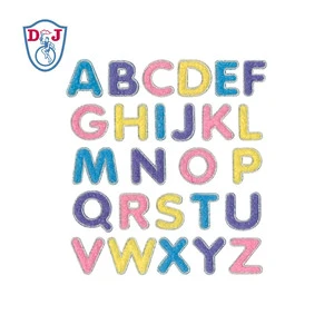 New Stick On Iron On A To Z Teddy Fleece Fabric Alphabet Patches Embroidered Emblem Iron On Appliques Cloth Fashion Patches