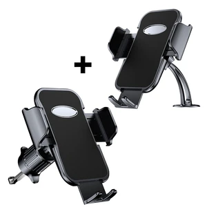 2-in-1 Gravity Car Phone Holder Air Vent Clip & Adhesive Base Car Phone Mount, Silicone Anti-Scratch Universal Cell Phone Cradle