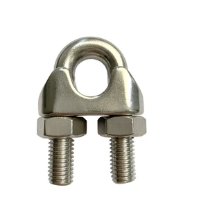 Stainless Steel 304/316 DIN741 Highly Polished Heavy Duty Wire Rope Cable Clip Clamp for Guy Line Metal Fence Antenna