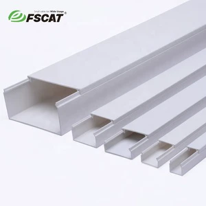 FSCAT UL94-V0 Fireproof PVC Plastic Square Type Grey Waterproof Rodent-Proof Wiring Duct Solid Wall Decorative Cable Trunking