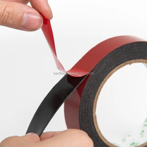 4mm X 30m Roll Foam Tape Double Side Adhesive Tape Red Film 1mm Thick Black Foam Strong Resistant Mounting Tape