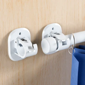 Multifunctional Self-Adhesive Home Curtain Bracket Retractable Fixed Clamp Non-Punch Rod Hook for Living Room Kitchen Bathroom