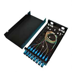 Mini 8 Core SC Single Mode Fiber Optic Patch Panel with Steel Housing Loaded SC Couplers for FTTH Wired LAN