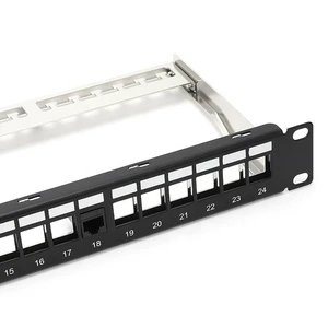 FTP Blank Patch Panel with Back bar Cat6a 24 Port Modular Patch Panel